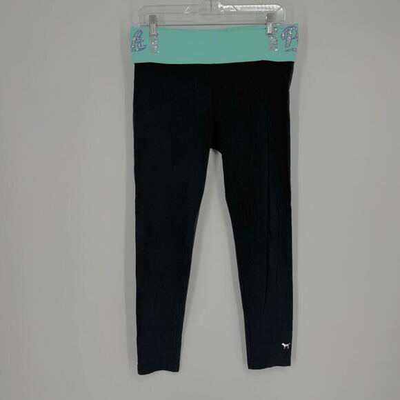 Vintage Victorias Secret PINK leggings womens L y2k 90s foldover sequin yoga - Picture 1 of 6
